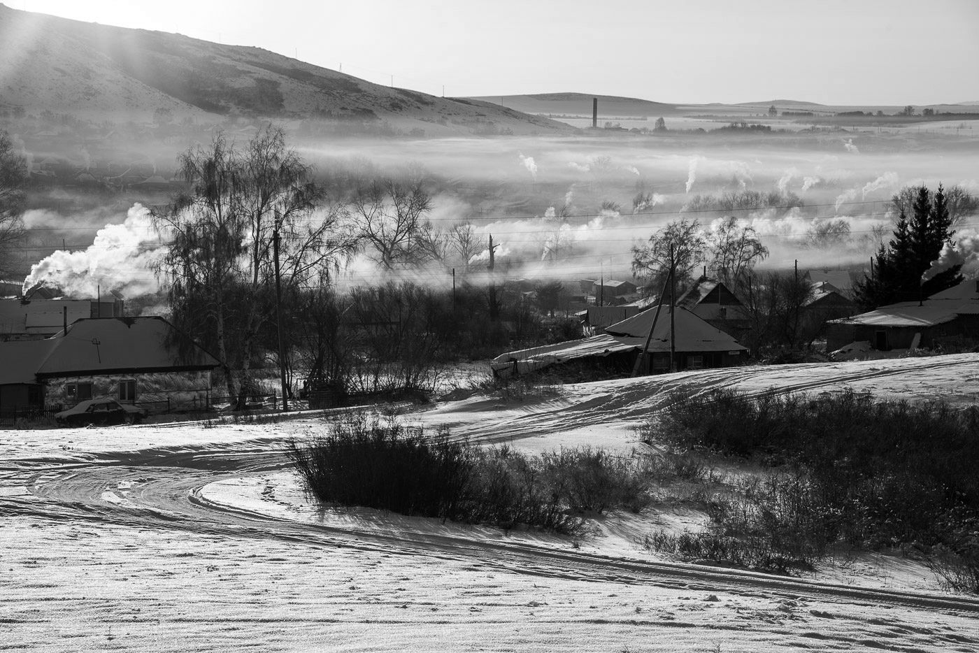 Зимнее утро в маленьком городке