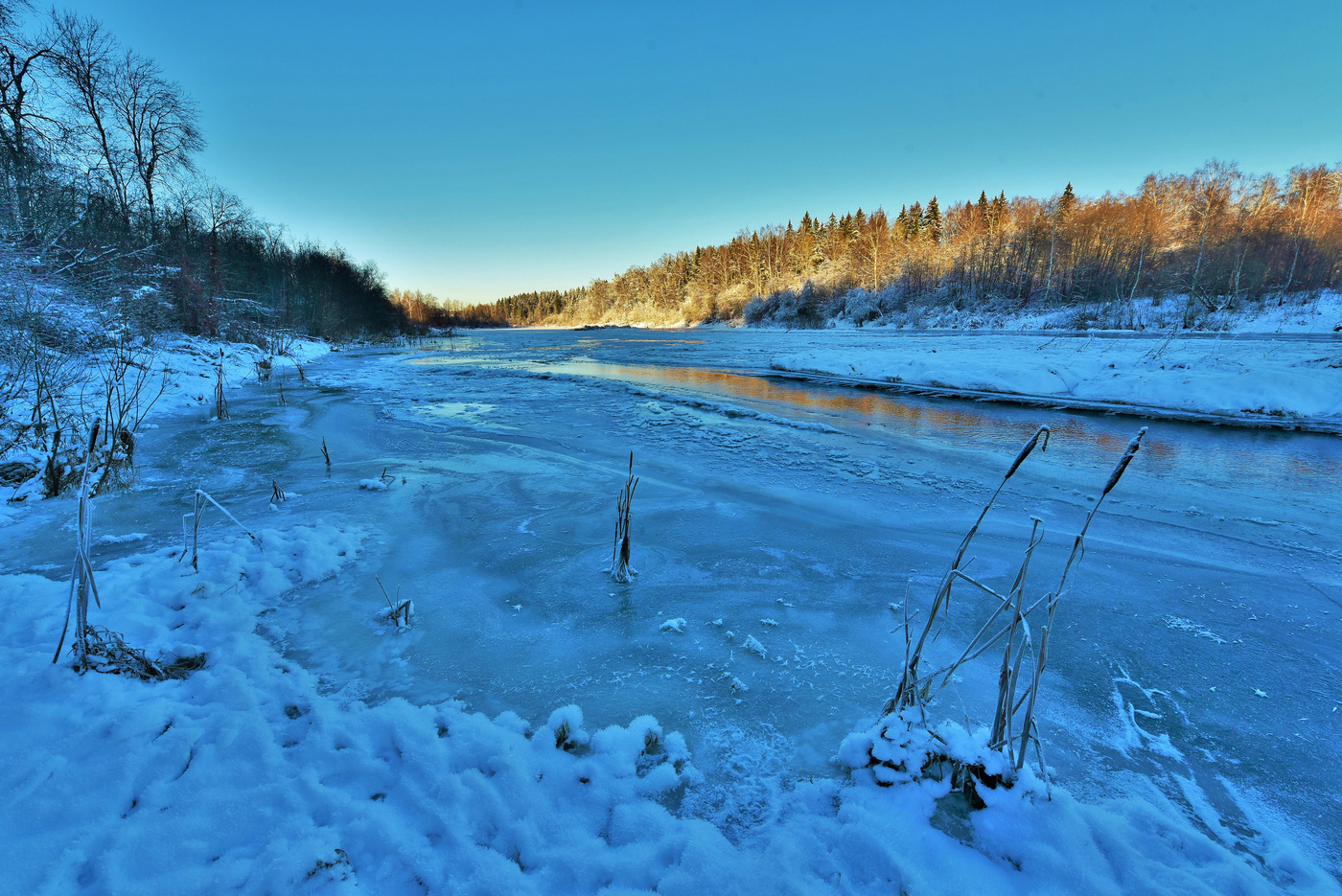 "Где речка золотом играла, ведя беседу с камышом..."