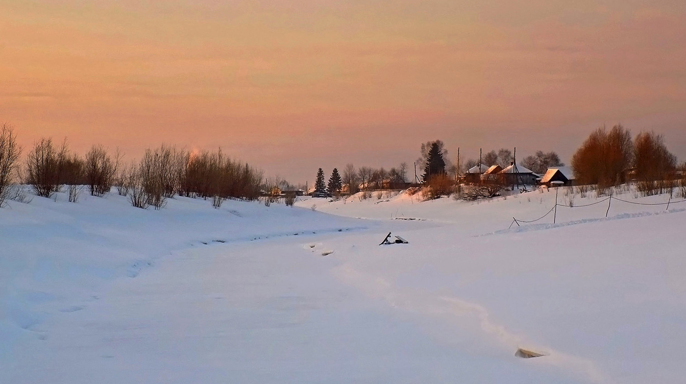 Деревенский зимний вечер