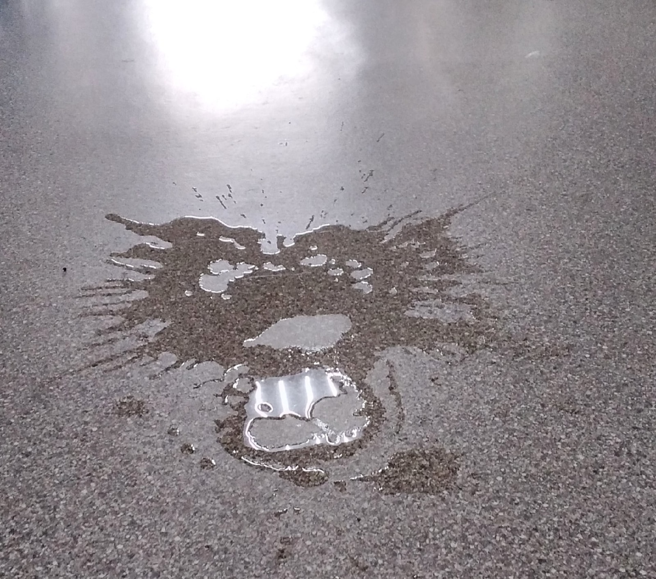 Вчера просто уборщица пролила воду на пол !!