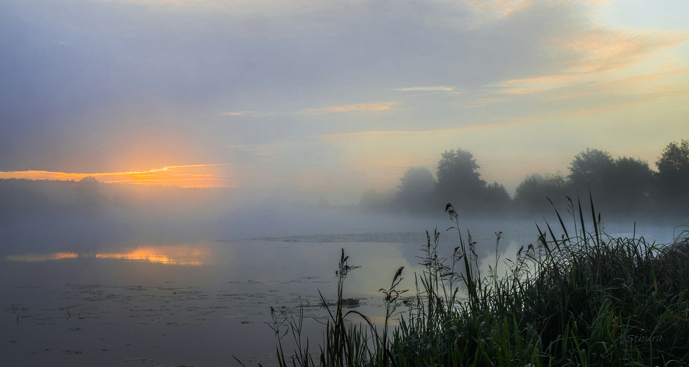 Рассвет накрыла туча.