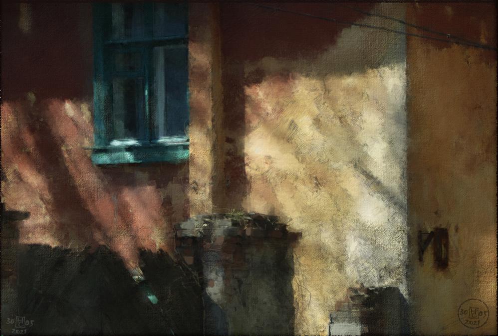 окно с зеленой рамой