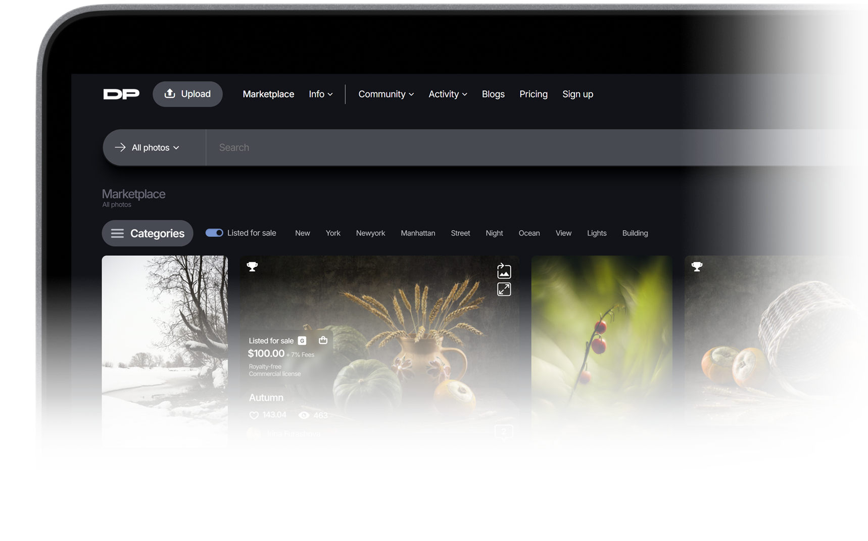 DEX.Photos marketplace preview